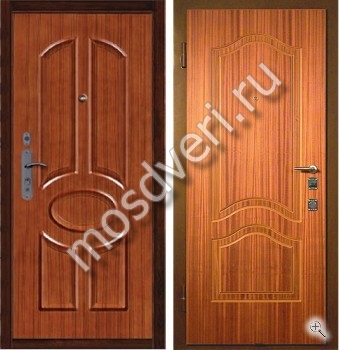 Входная дверь в квартиру с отделкой МДФ с двух сторон, орех - купить от производителя Мосдвери Входная дверь в квартиру с отделкой МДФ с двух сторон, орех